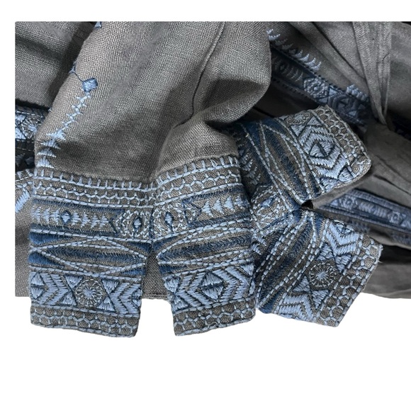 Johnny Was Davis Coat Size M Voltage Linen Embroidered Belted Boho Duster - Picture 9 of 14